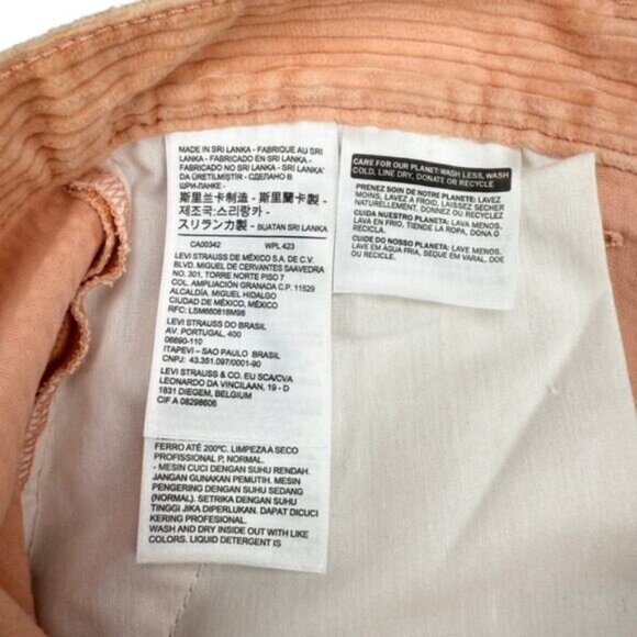 NWT LEVIS Premium Math Club Flare Corduroy Trousers Womens Size 29 Pebble Peach - Picture 8 of 10